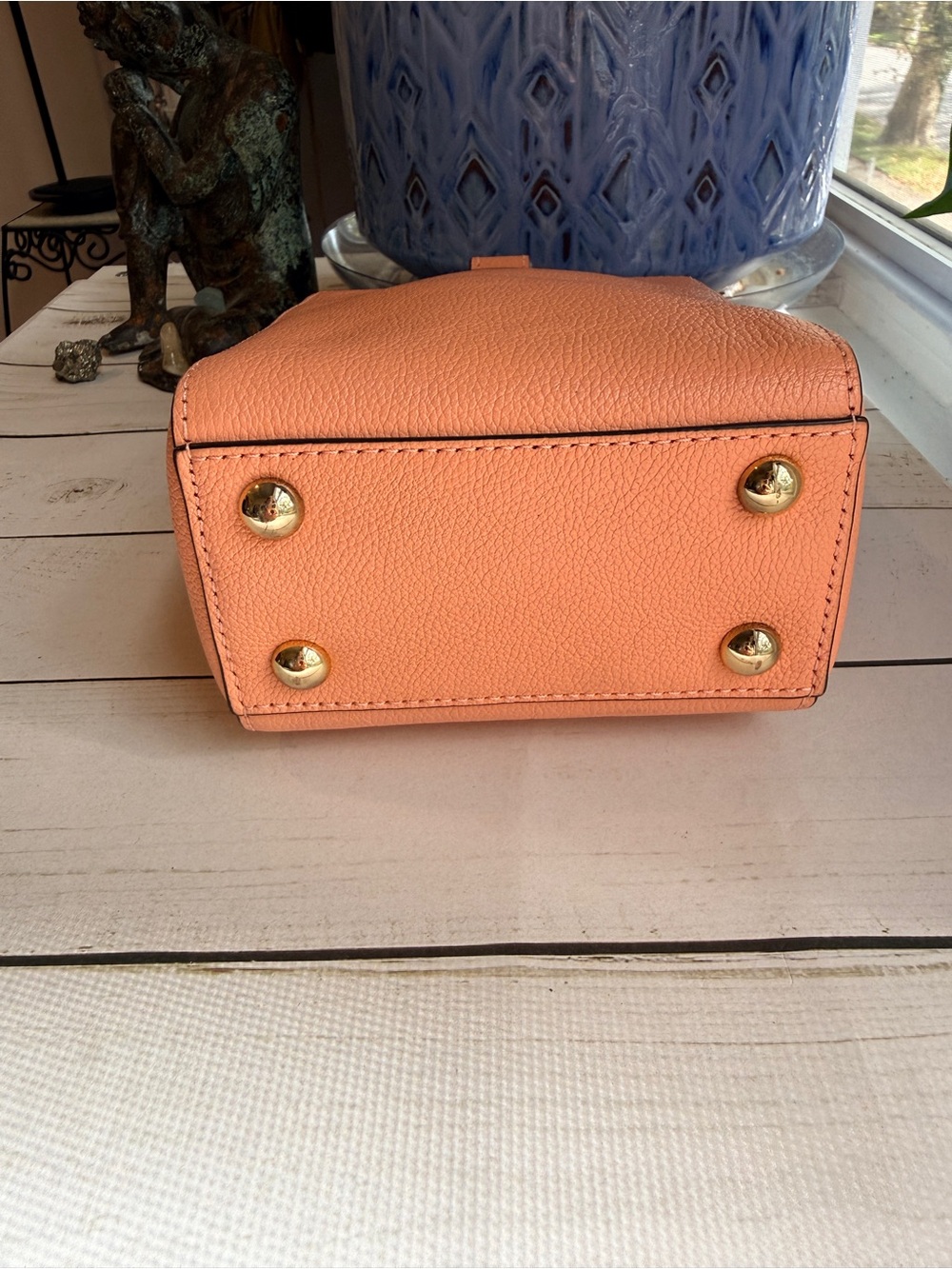 Henri Bendel Marquis Micro Mini Ring Top Bucket Bag Coral Pink Leather - Picture 9 of 15
